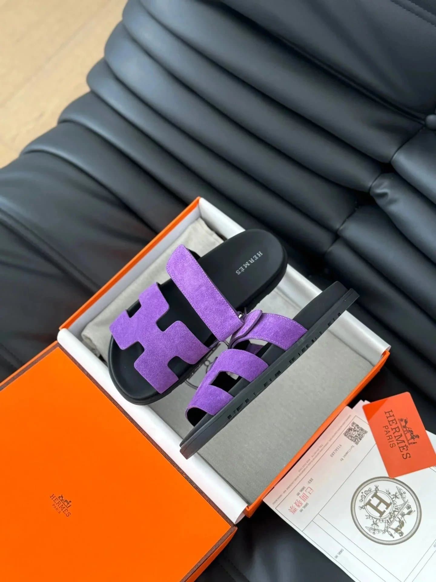 Hermès Oran Sandal H Logo — 紫色羊京