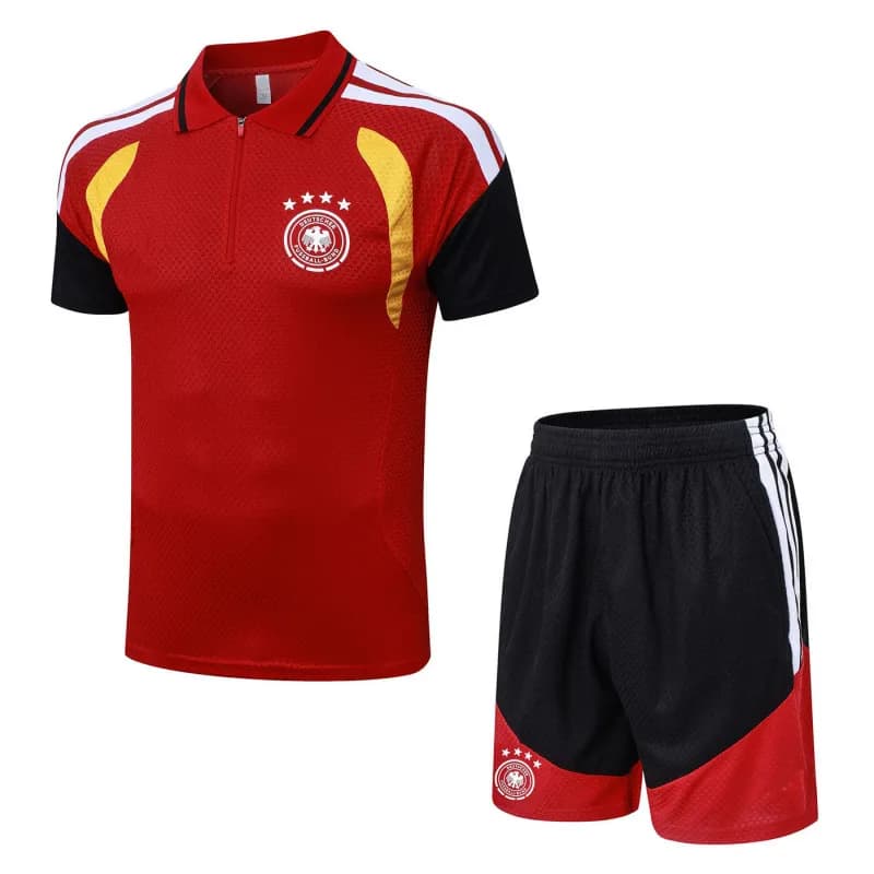 Adidas Argentina Training Set White/Navy/Blue — 2627德国红色半拉短袖POLO衫套装