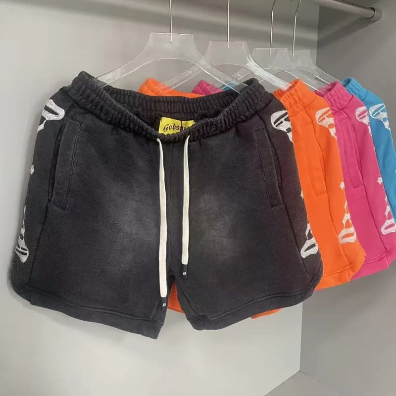 Godspeed Logo Print Sweat Shorts Embroidered Skull Logo