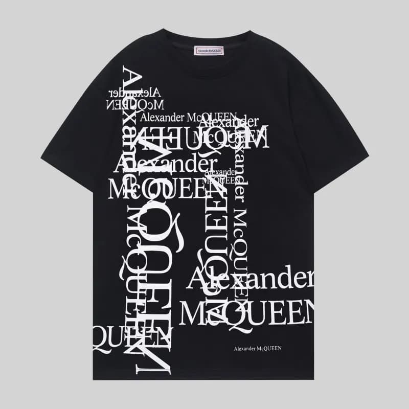 Alexander McQueen Logo T-Shirt Brushstroke Logo — G1118 Black
