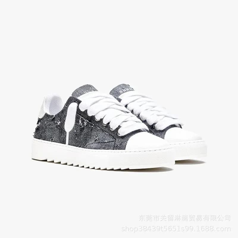 Off-White Low Top Sneaker Distressed Denim