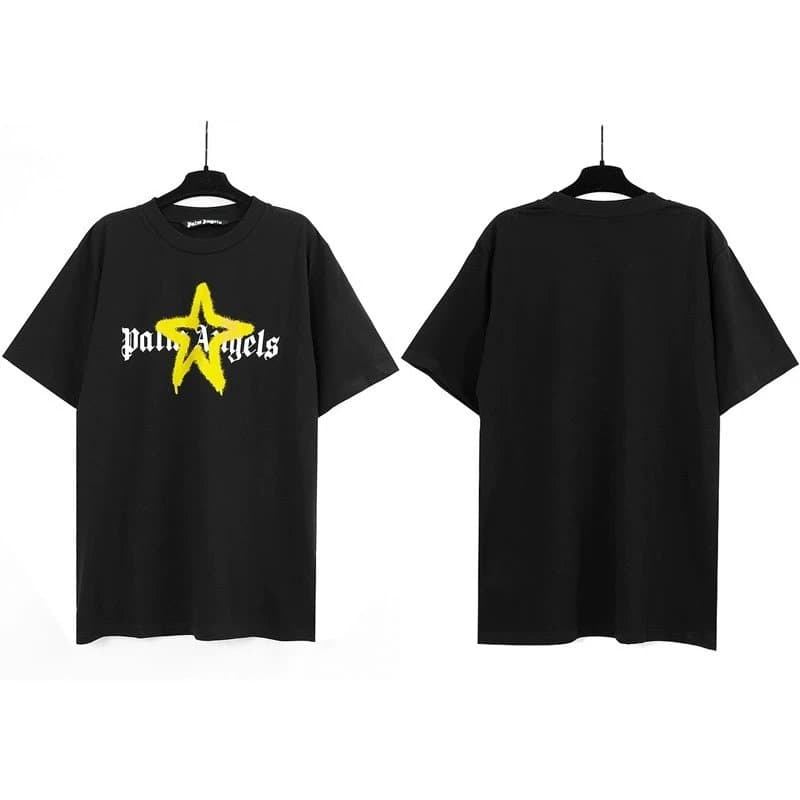 Palm Angels Graphic Tee Teddy Bear Print — Gold black and pink five-pointed star