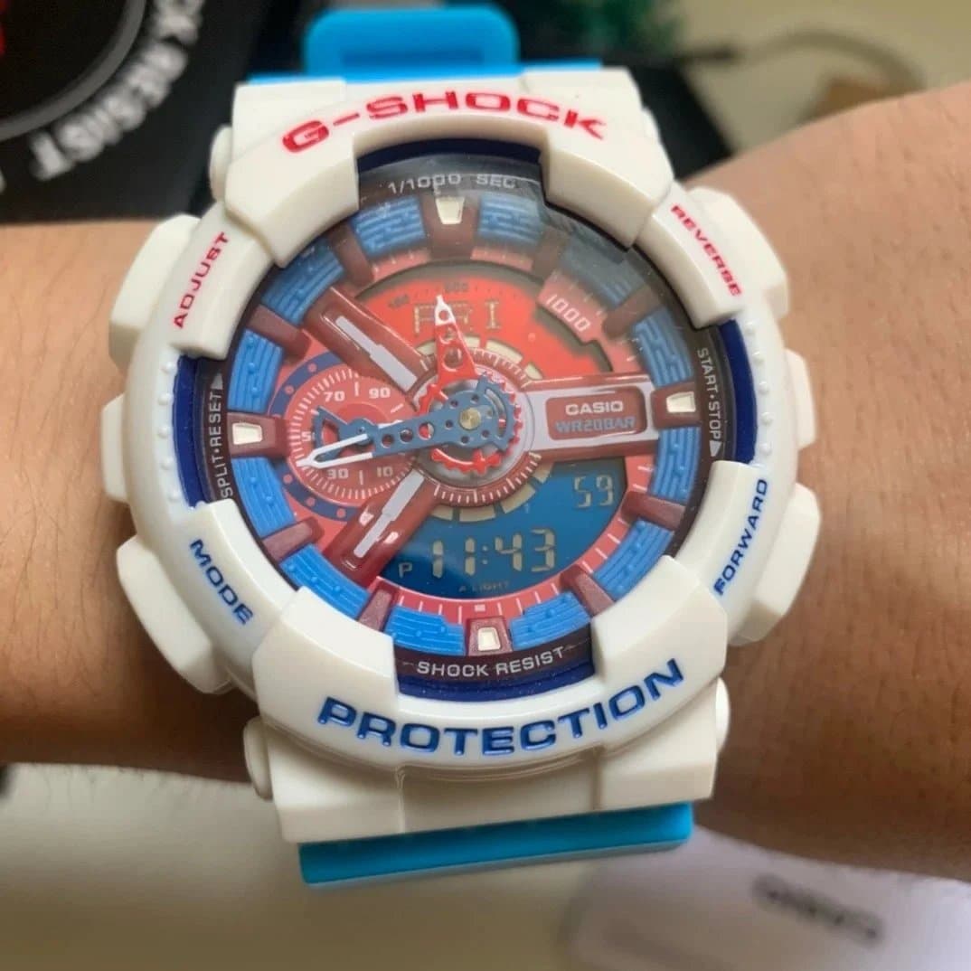 Casio G-Shock GA-110 White Blue Red — 5