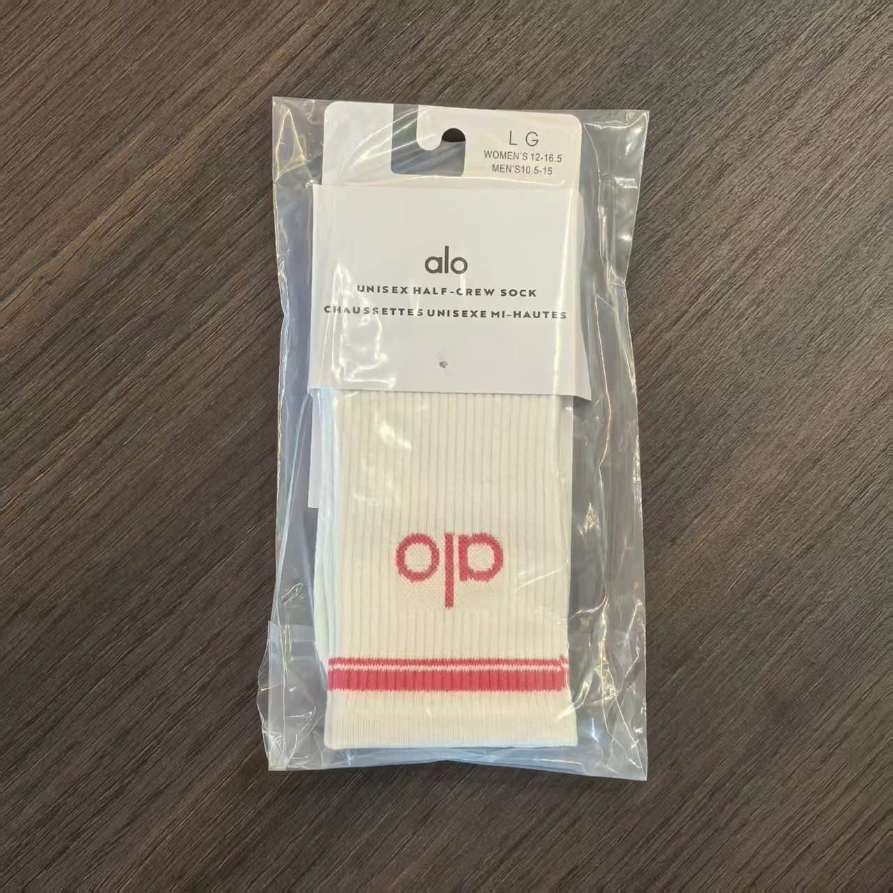 Lululemon Half-Crew Sock Logo Stripe — 均码 · alo长筒白红
