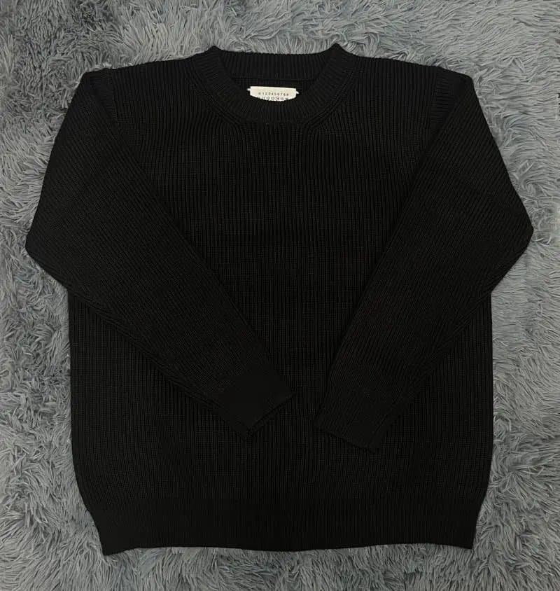 Maison Margiela Ribbed Crewneck Sweater Solid — 黑色