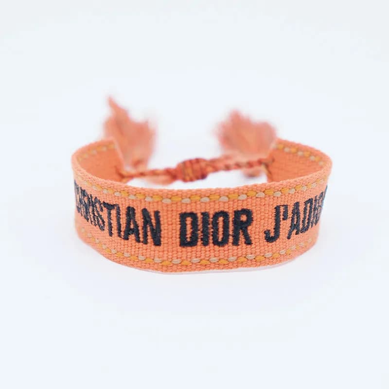 Dior J'Adior Woven Bracelet Pink with Black Logo — 83#