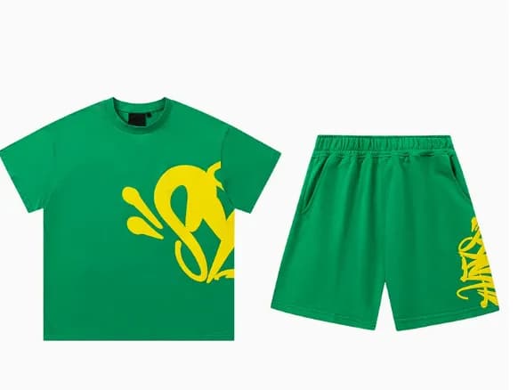 Balenciaga Graphic T-Shirt Graffiti Logo — 绿色套装