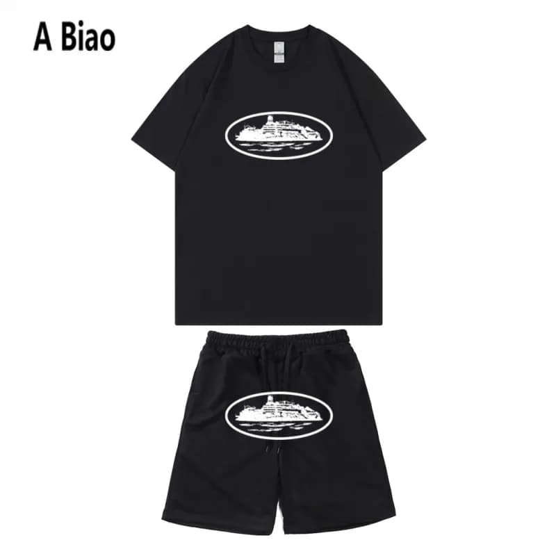 Short Sleeve Tee & Shorts Set Cruise Ship Graphic