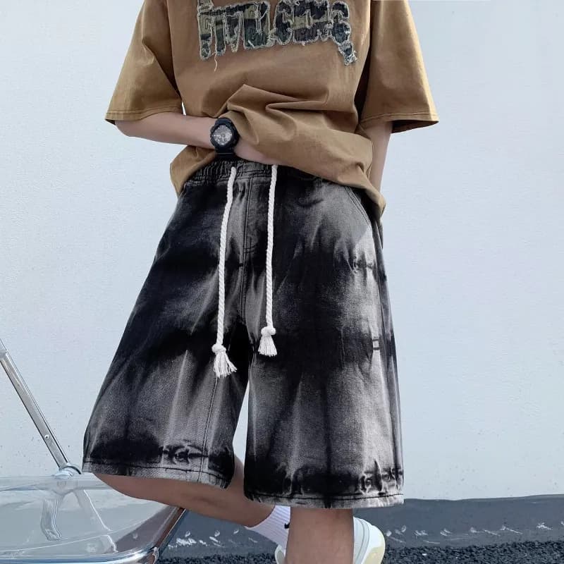 Givenchy Denim Shorts Floral-Print Acid Wash — 黑色D6675