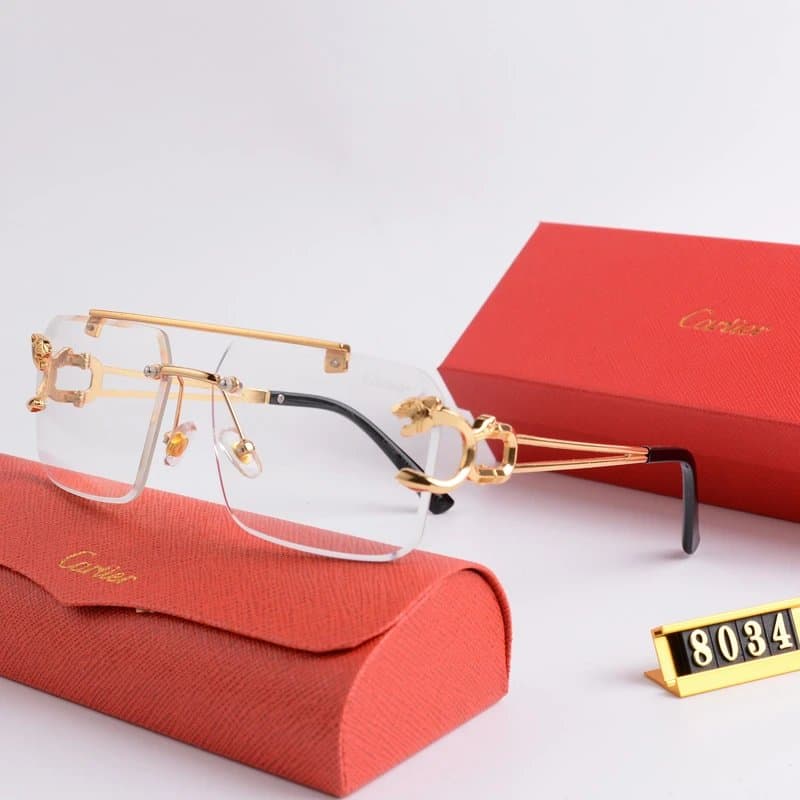 Cartier Juste Un Clou Rimless Gold Frame Black Temples