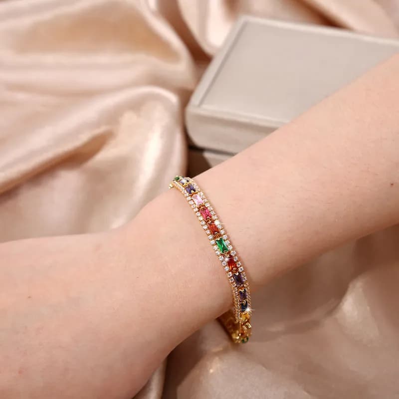 Crystal Tennis Bracelet Rainbow Gemstone