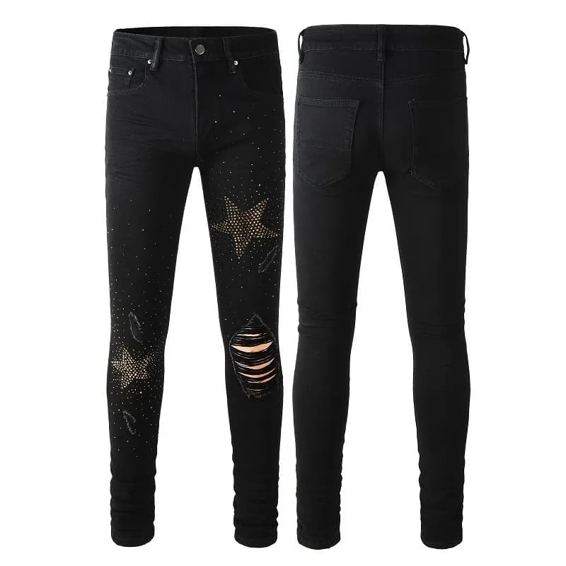 Slim Fit Jeans Star Embellished Distressed