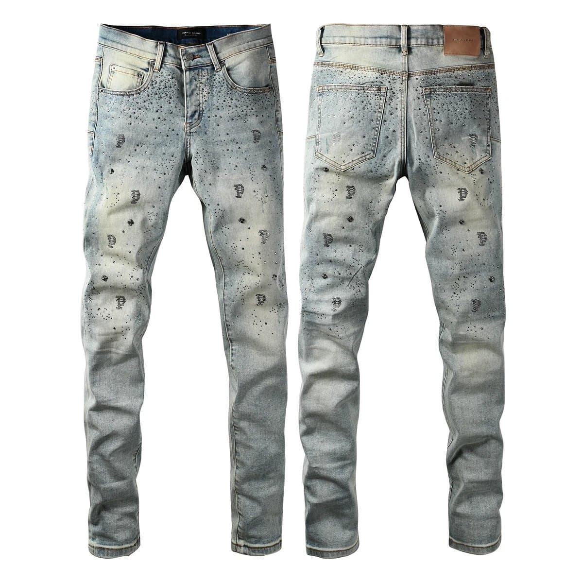 Palm Angels Slim Fit Jeans Crystal-Embellished
