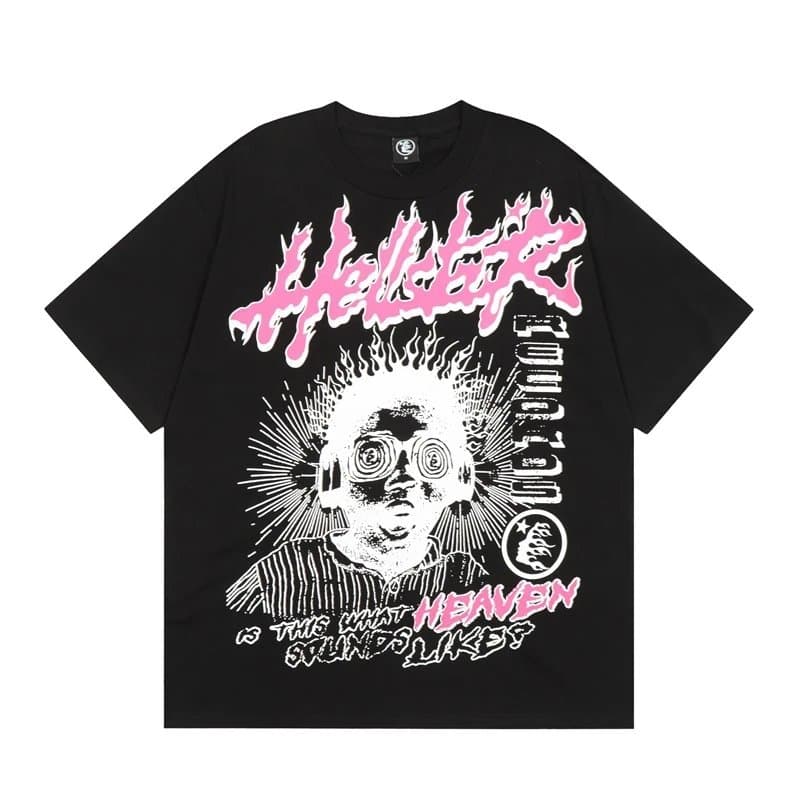 Hellstar Graphic Tee Psychedelic Face Print — H101 黑色 (数码印）