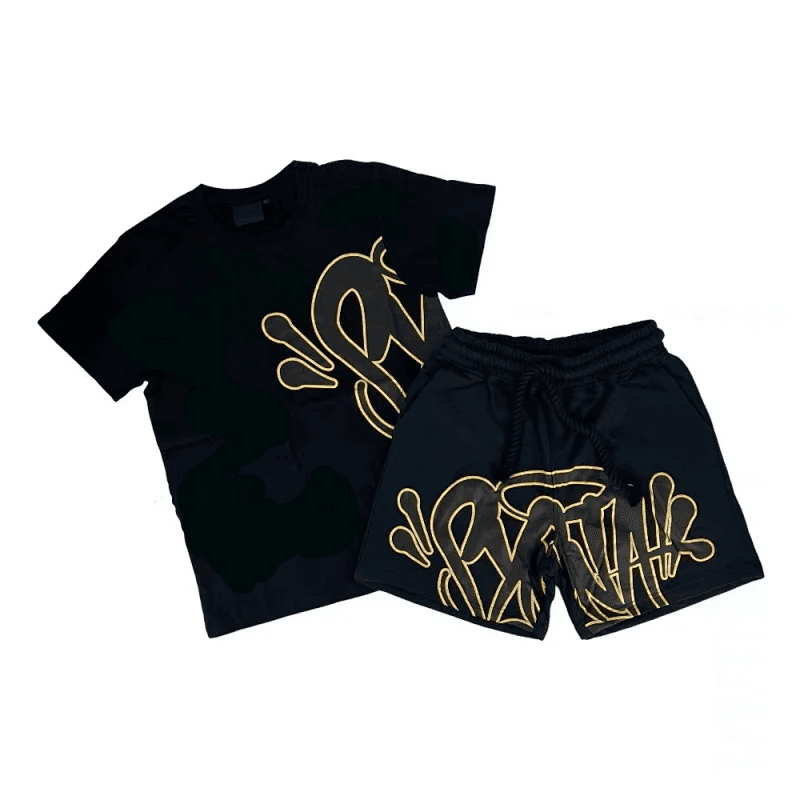 Corteiz T-Shirt & Shorts Set Gold Logo
