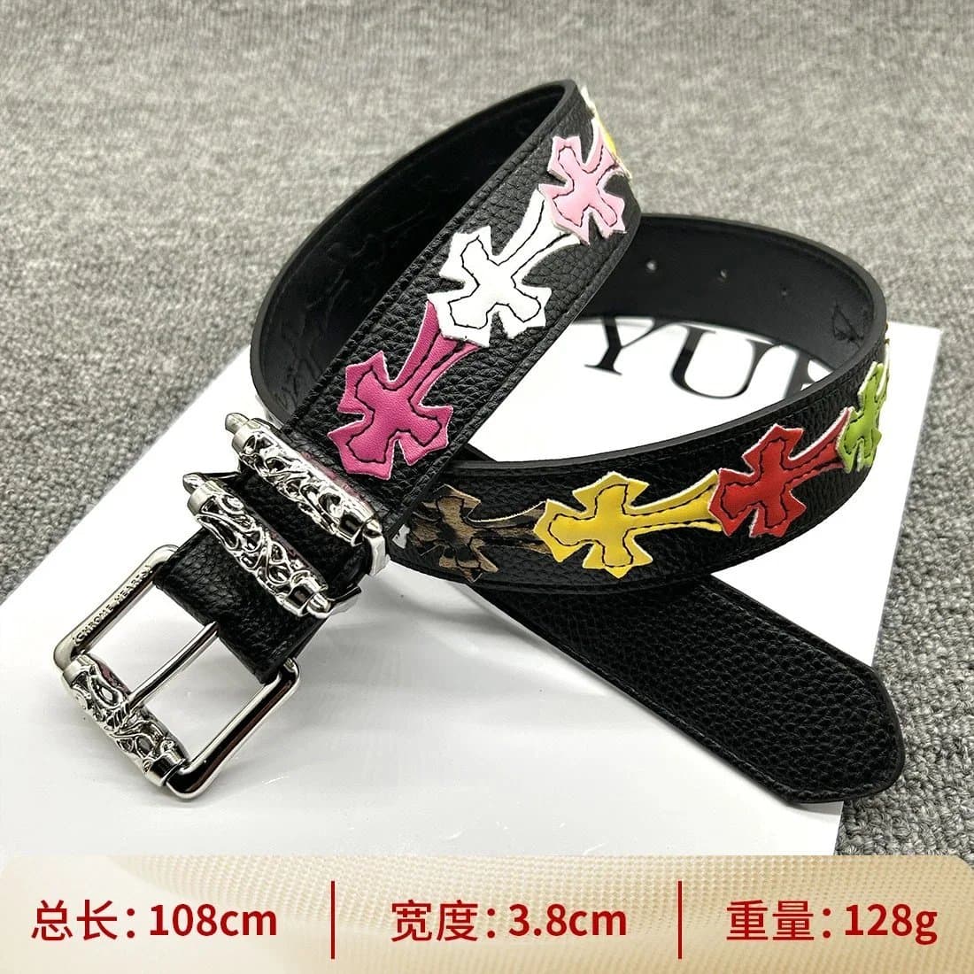 Chrome Hearts Eagle Cross Belt Studded — 【滚轮针扣108cm】彩色十字架腰带