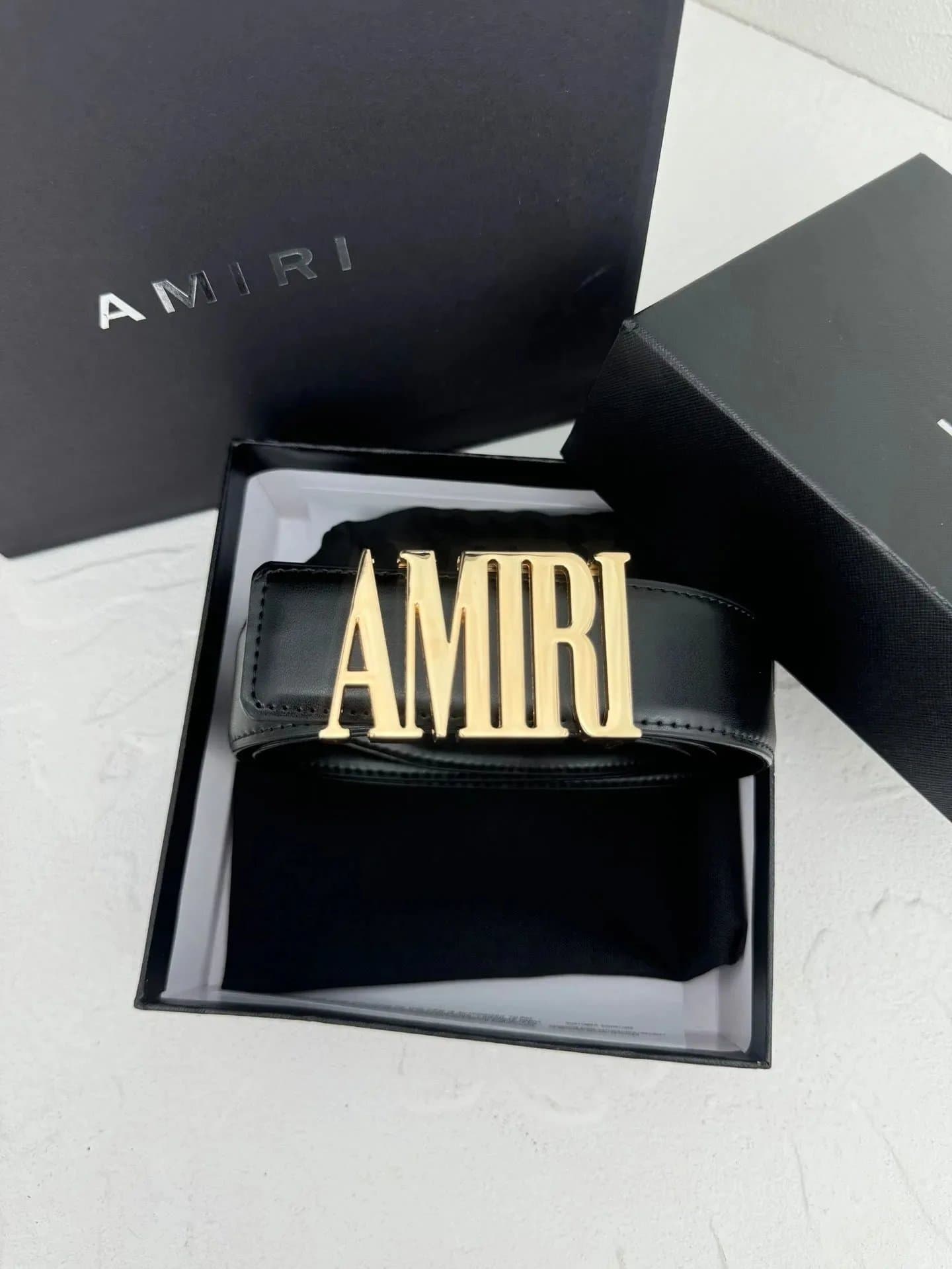 Amiri Logo Belt Gold Logo