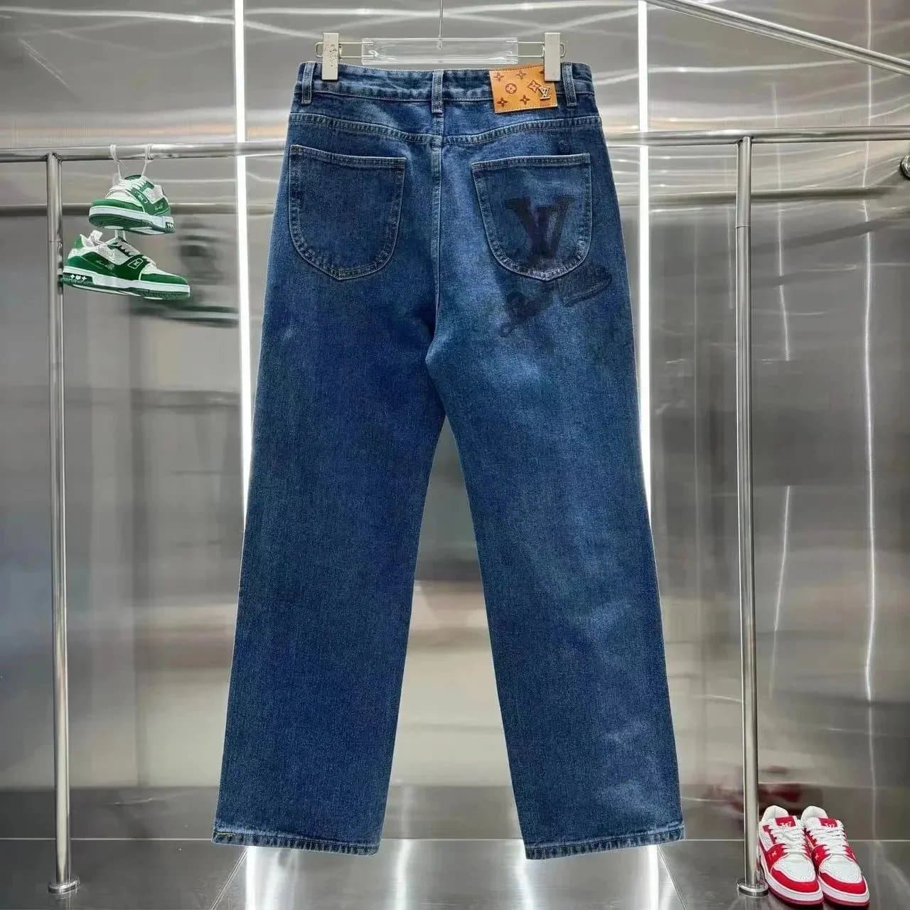 Louis Vuitton Patchwork Denim Trousers Pixelated Check — 8