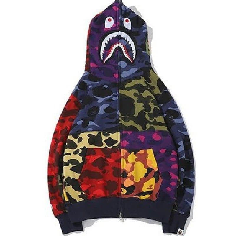 BAPE Shark Hoodie Multi-Camo Patchwork