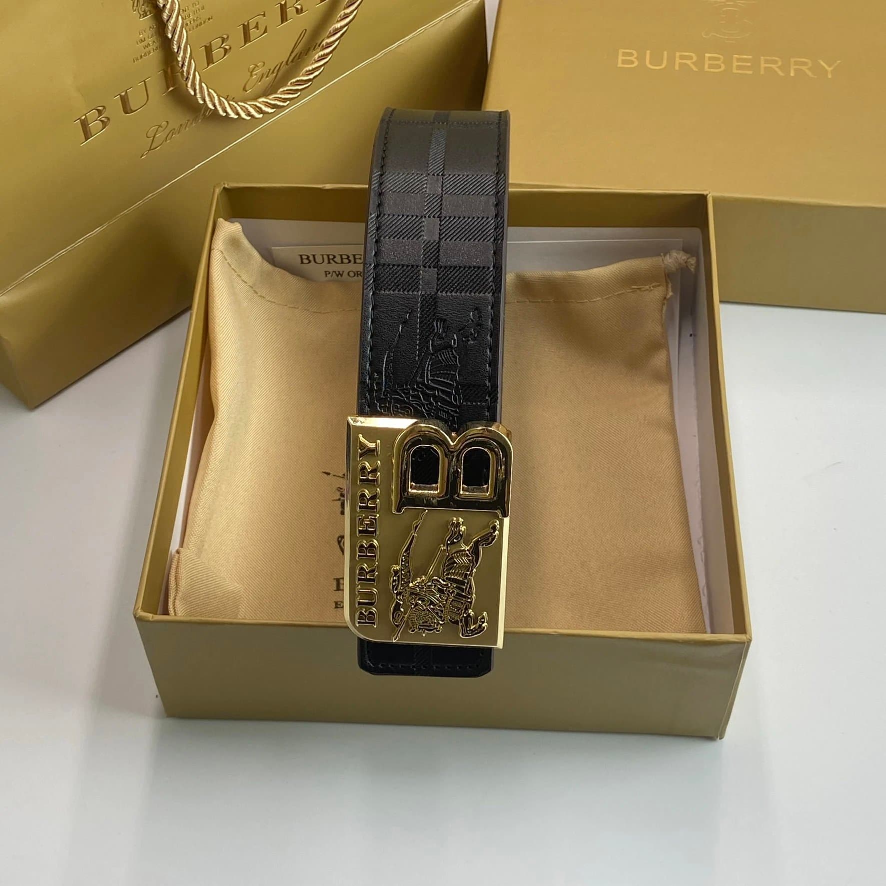 Burberry TB Logo Belt Checkered Monogram — 090905008-3