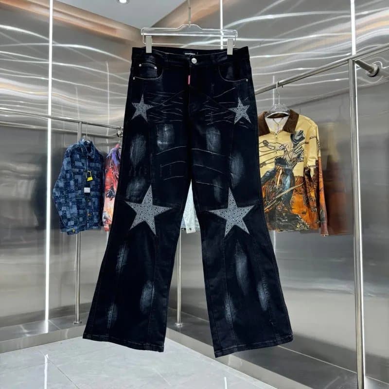 Diesel Star Print Jeans Distressed Star Embellished