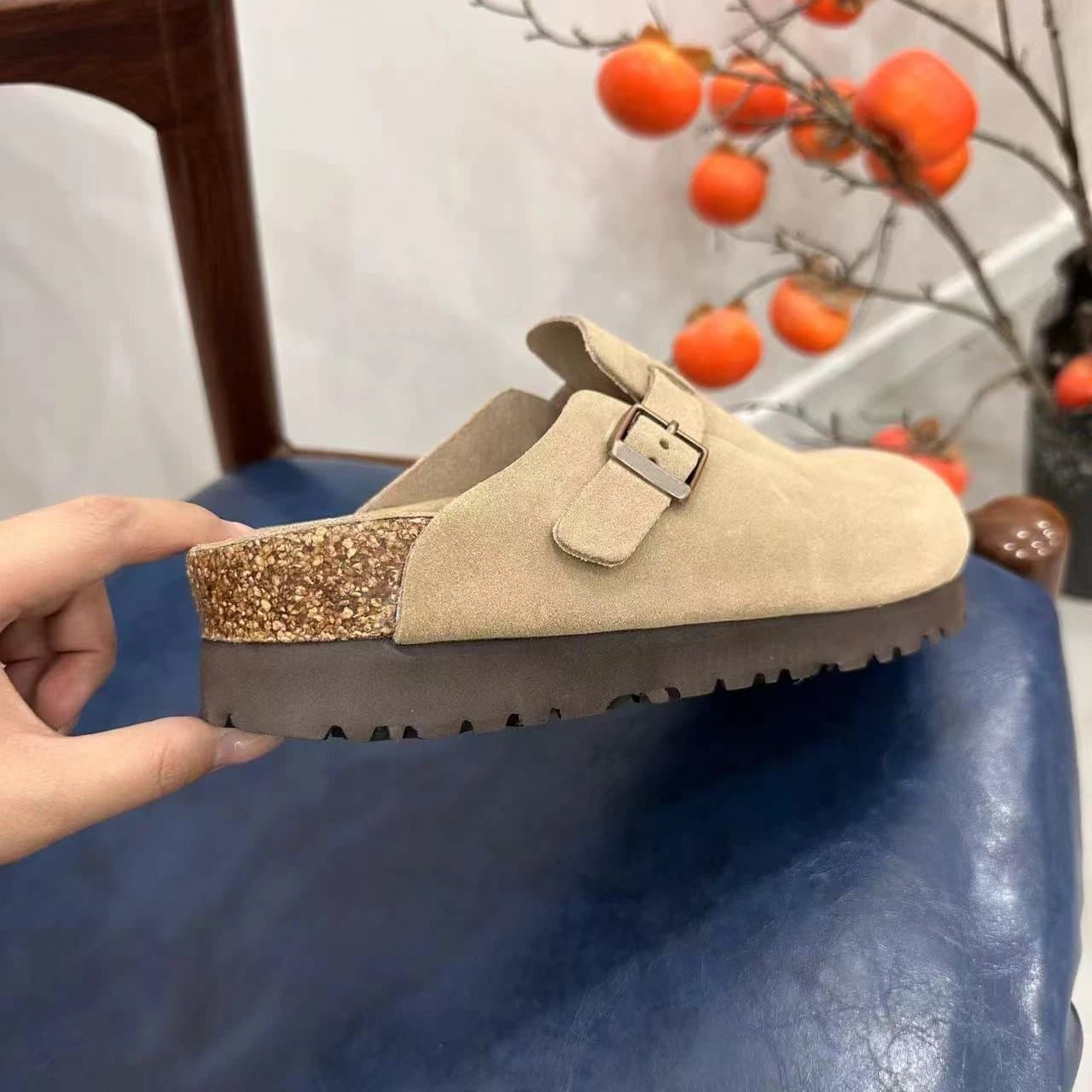 Birkenstock Boston Clog Glitter Heel — 厚底5CM沙色