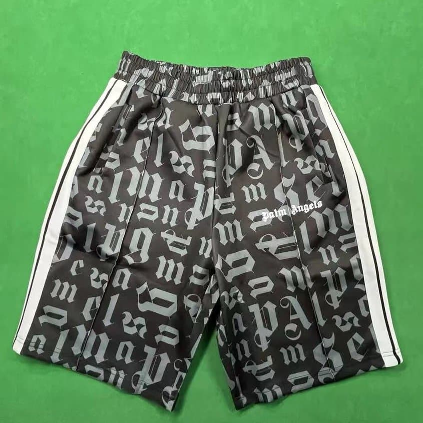 Palm Angels Track Shorts Gothic Logo Print