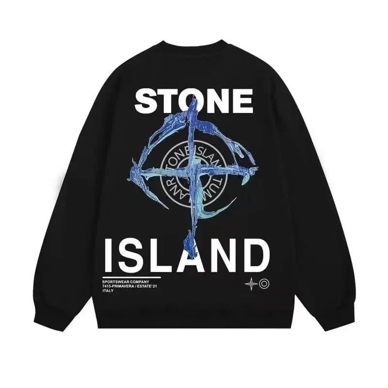 Stone Island Ribbed Knit Sweater Multi-Logo Patch — 0417005CC