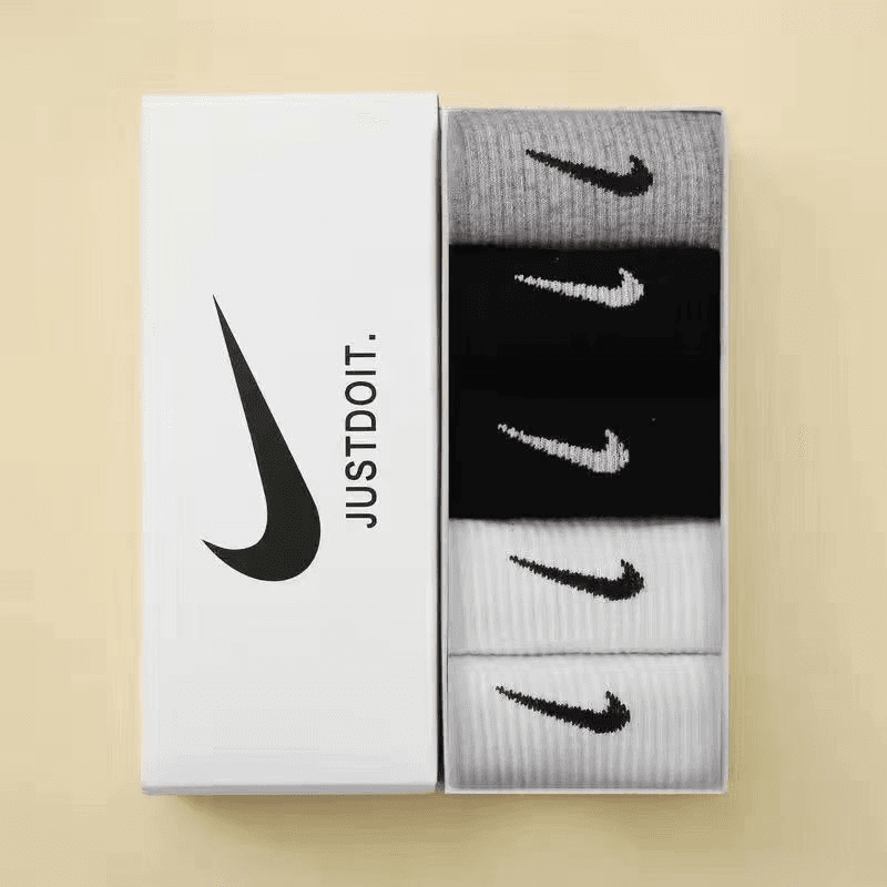 Nike Socks 5-Pack — 5双装【白+白+黑+黑+灰】