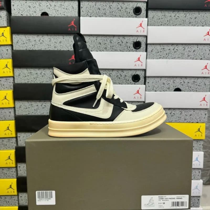 Rick Owens Slashed Low Sneaks White/Pink — 黑白大钩子