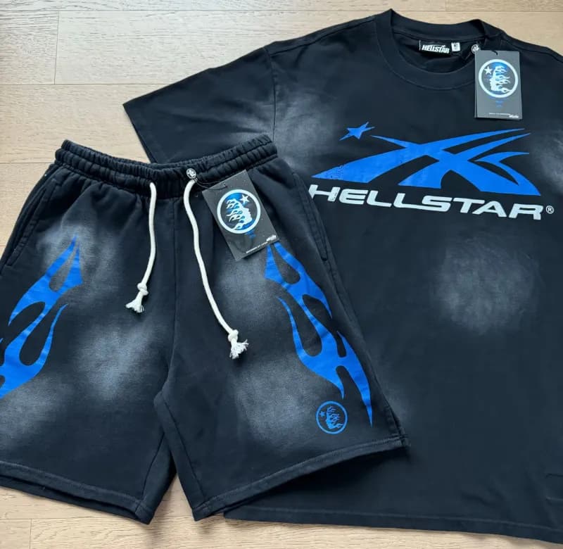 Hellstar Flame Graphic Set Washed Grey — 638-7807（黑蓝）套装