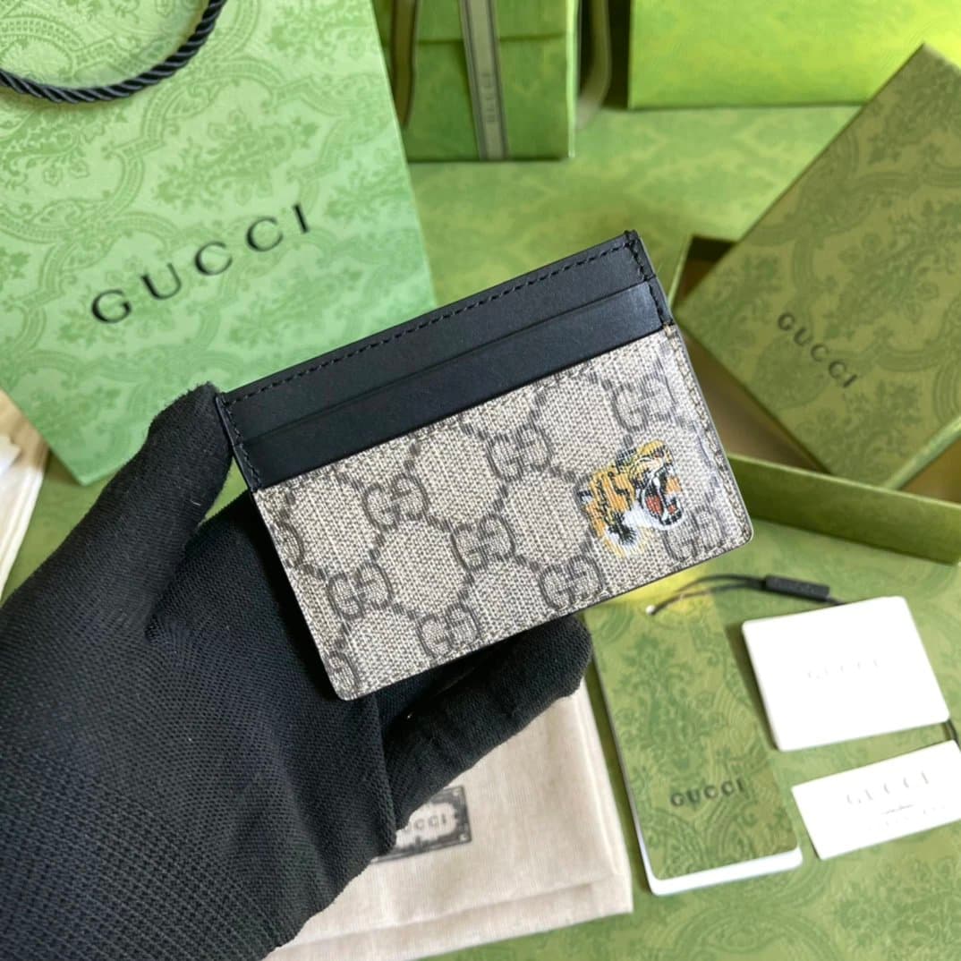 Gucci Card Holder Serpenti Print — 啡胶/虎