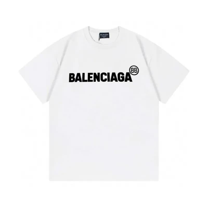 Balenciaga Logo Print T-Shirt Distressed White Logo — 白色F124