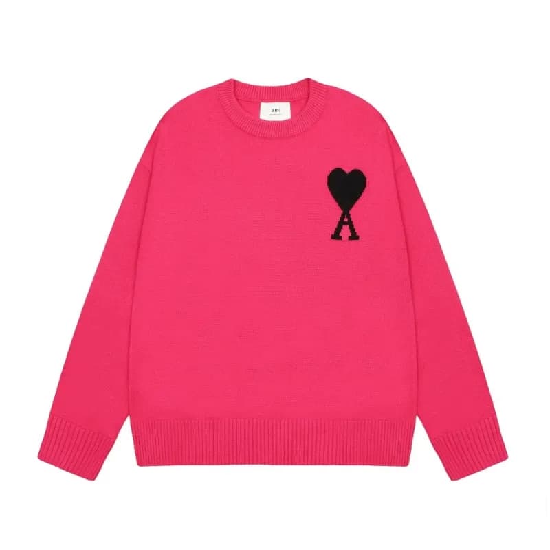 AMI Paris Knit Sweater Heart Logo — 粉色