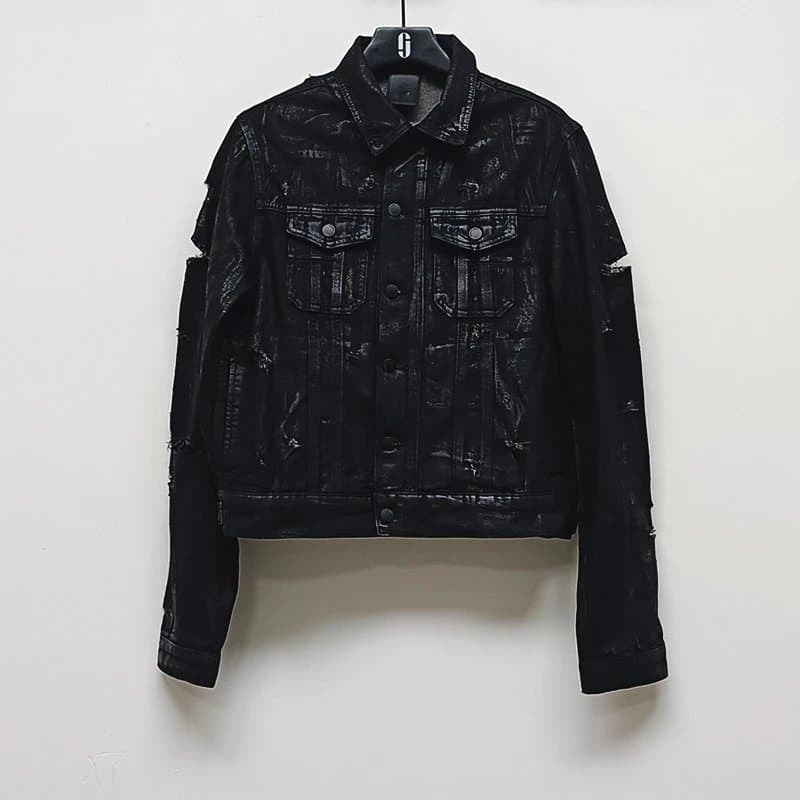 Stone Island Distressed Denim Jacket Black Washed