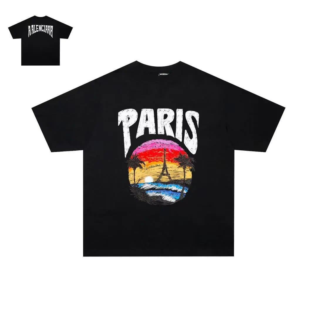 Balenciaga Graphic T-Shirt Paris Sunset Print
