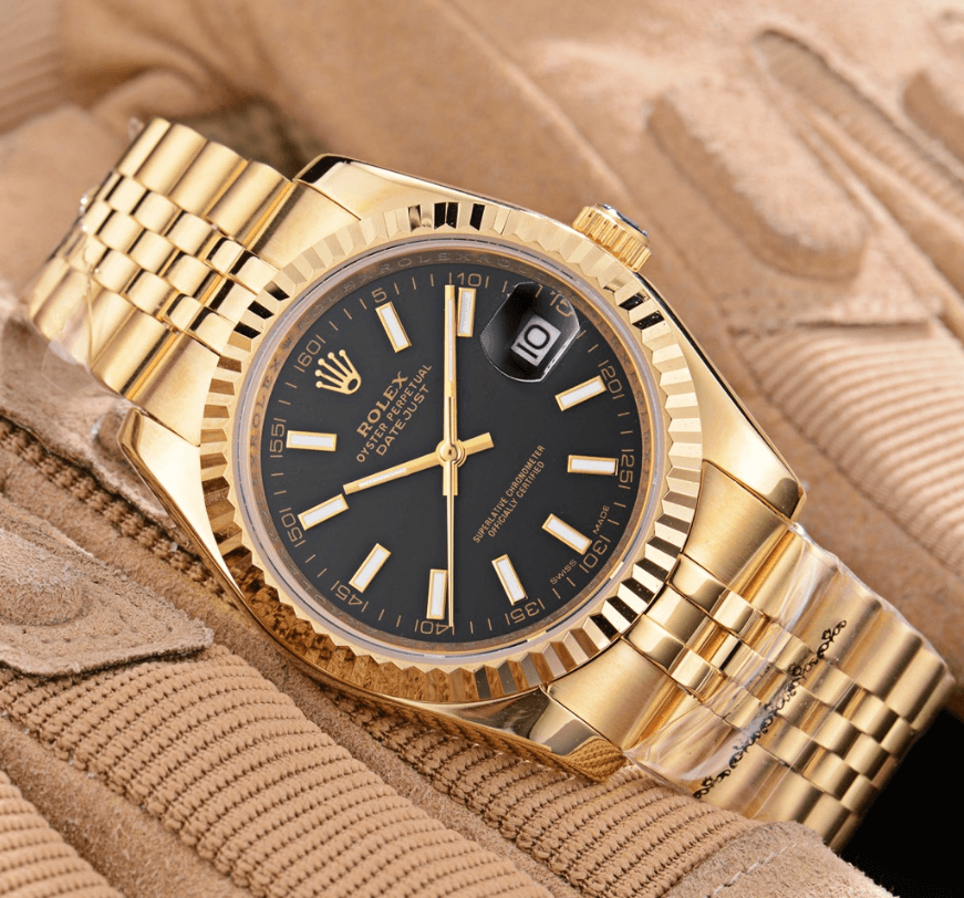 Rolex Submariner Date Root Beer — 金壳黑盘·五珠钢带