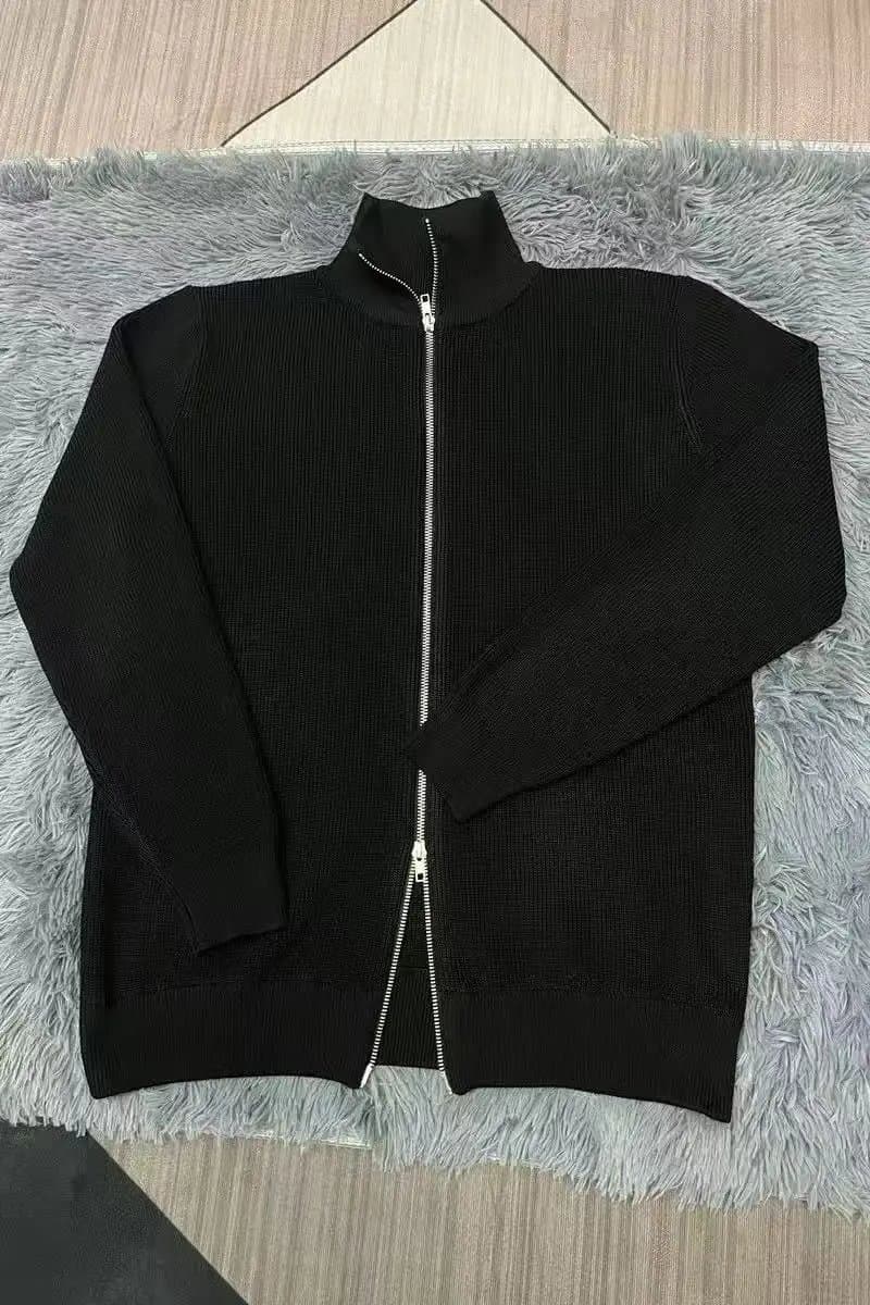 Maison Margiela Zip-Up Knit Sweater Ribbed Turtleneck