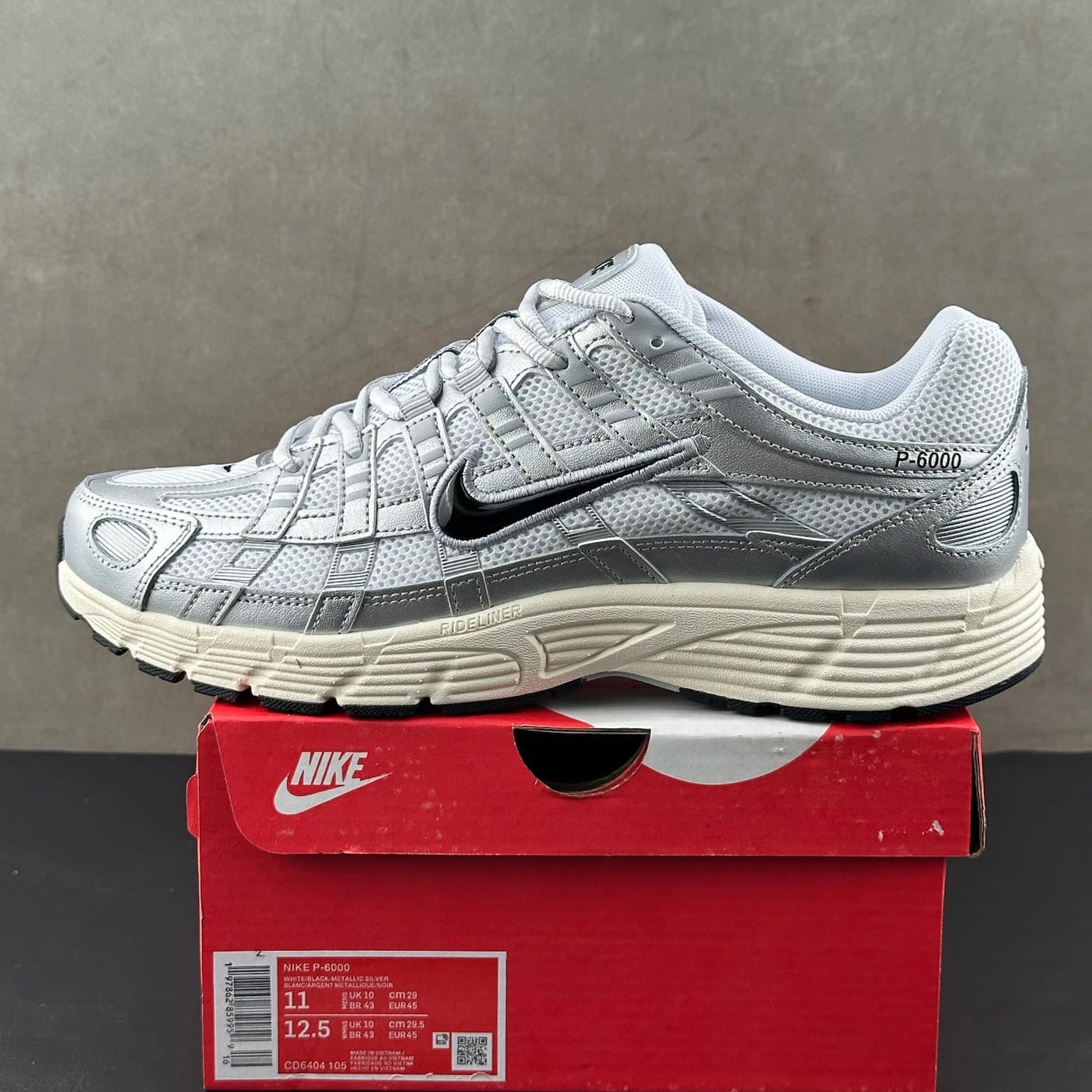 Nike P-6000 White/Black/Metallic Silver