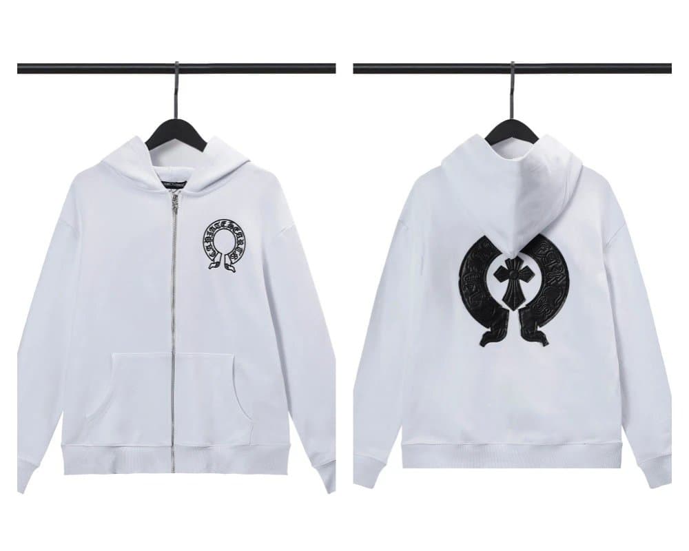 Chrome Hearts Zip-Up Hoodie Dagger Crest — 白5020