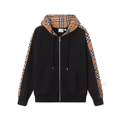 Burberry Zip-Up Hoodie Checkered Trim