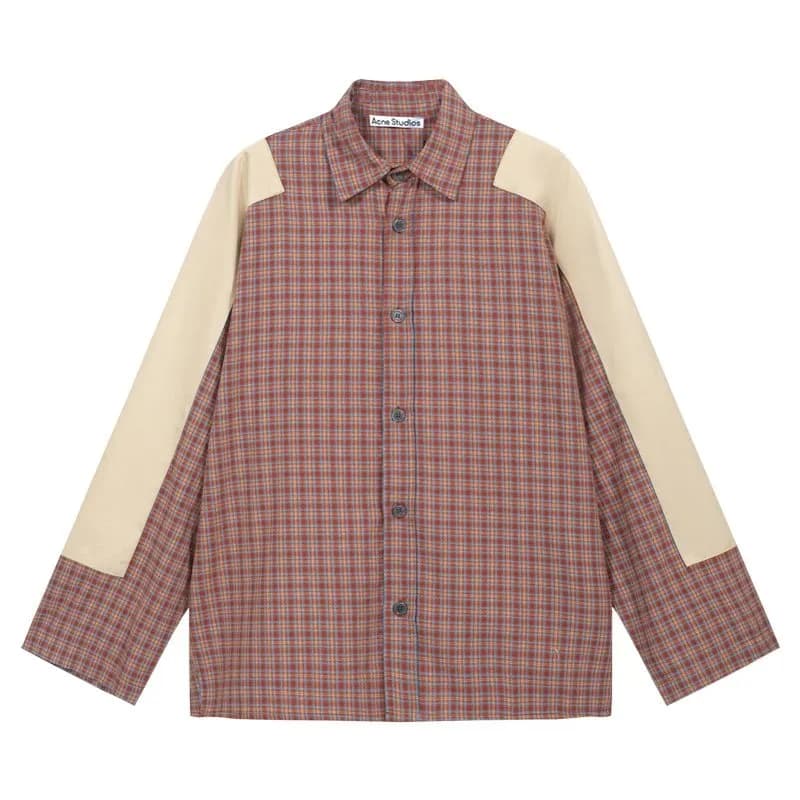 Acne Studios Patchwork Shirt Plaid and Solid Contrast