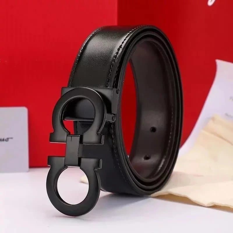 Ferragamo Gancini Belt Matte Black