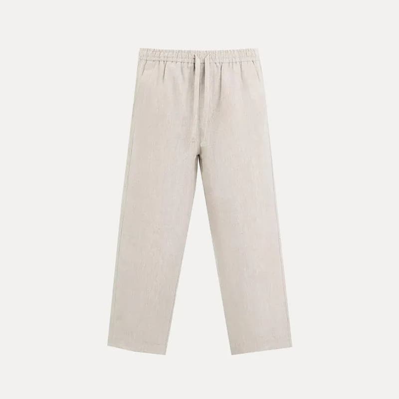 Drawstring Trousers Solid Black — 米色