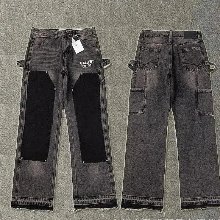 Gallery Dept. Cargo Jeans Distressed Black Panel