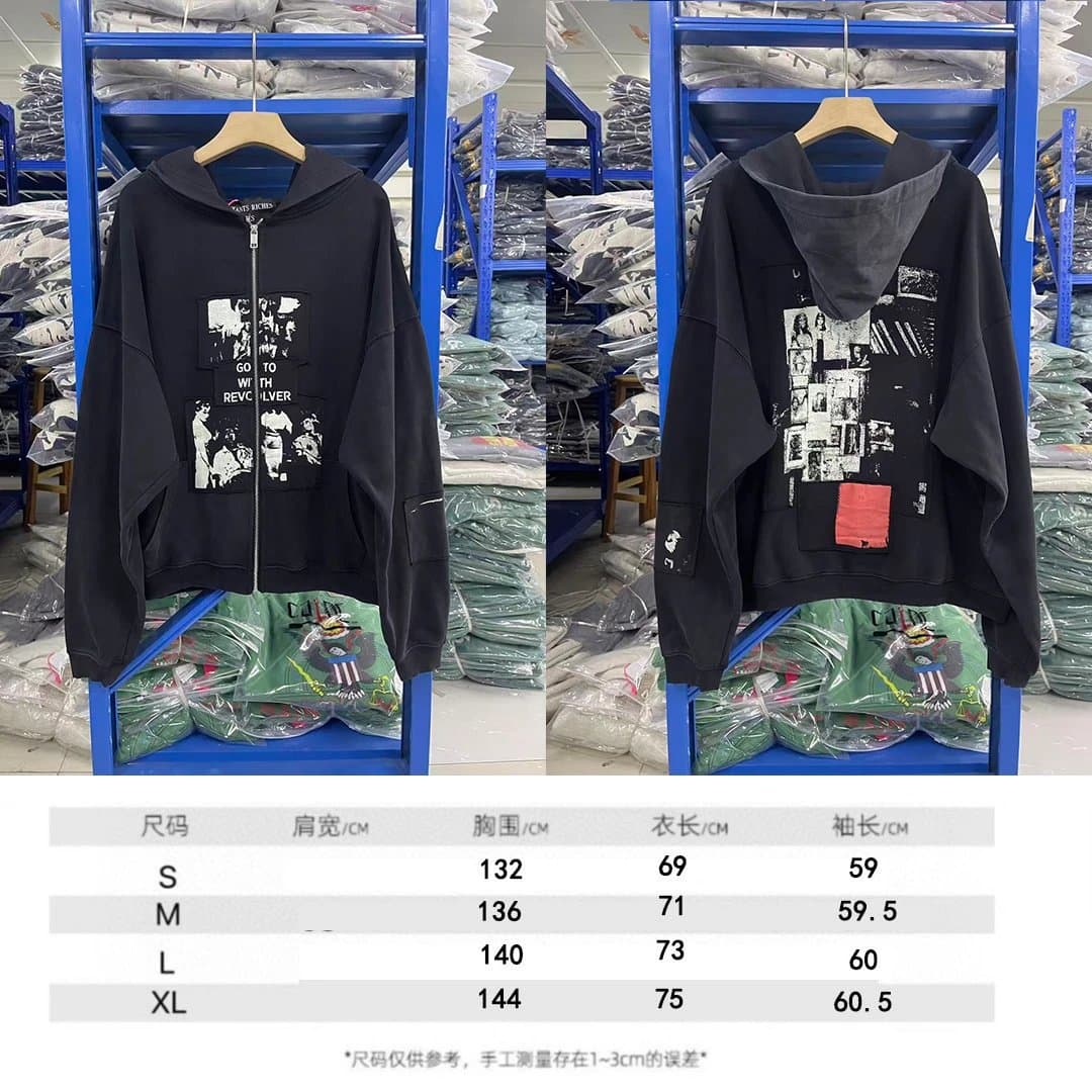 Undercover Zip-Up Hoodie Graphic Print — Washed Black-Zipper Style [16 Styles]