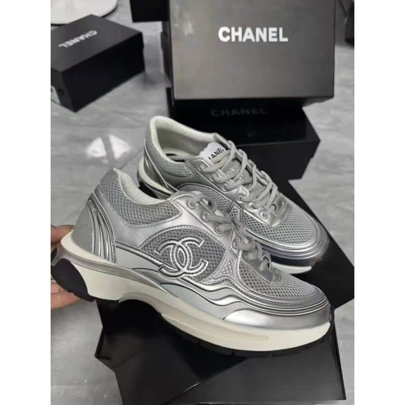 Chanel Sneaker Metallic Silver Mesh