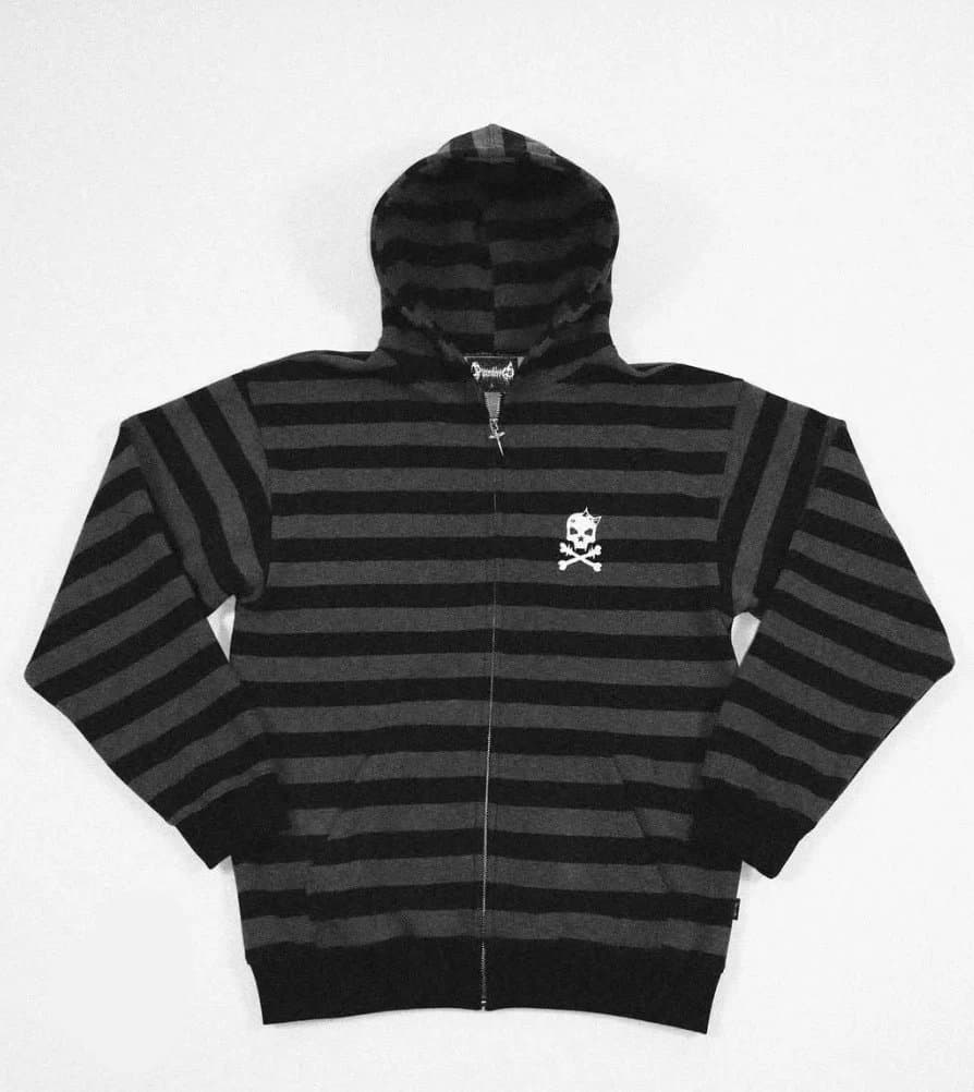 Chrome Hearts Zip-Up Hoodie Striped Skull Logo