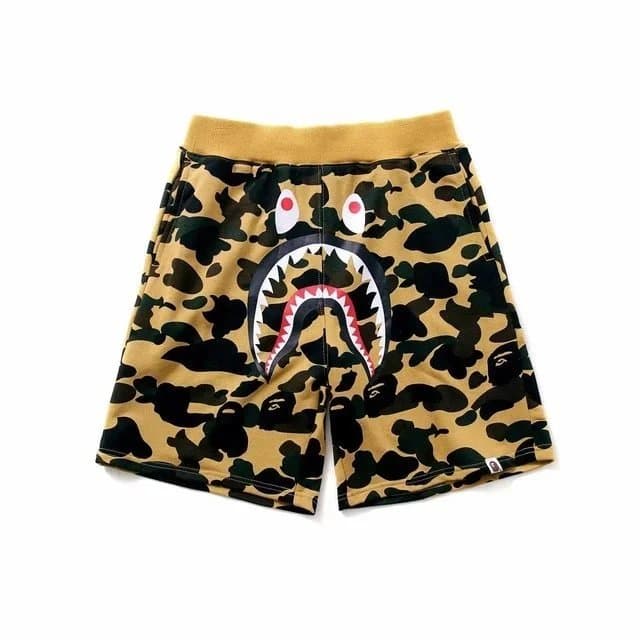 BAPE Shark Shorts Camo Split — 07黑黄迷彩