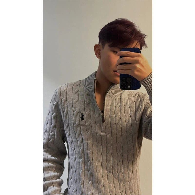 Polo Ralph Lauren Chore Jacket Navy with Plaid Lining — 灰色 拉链毛衣